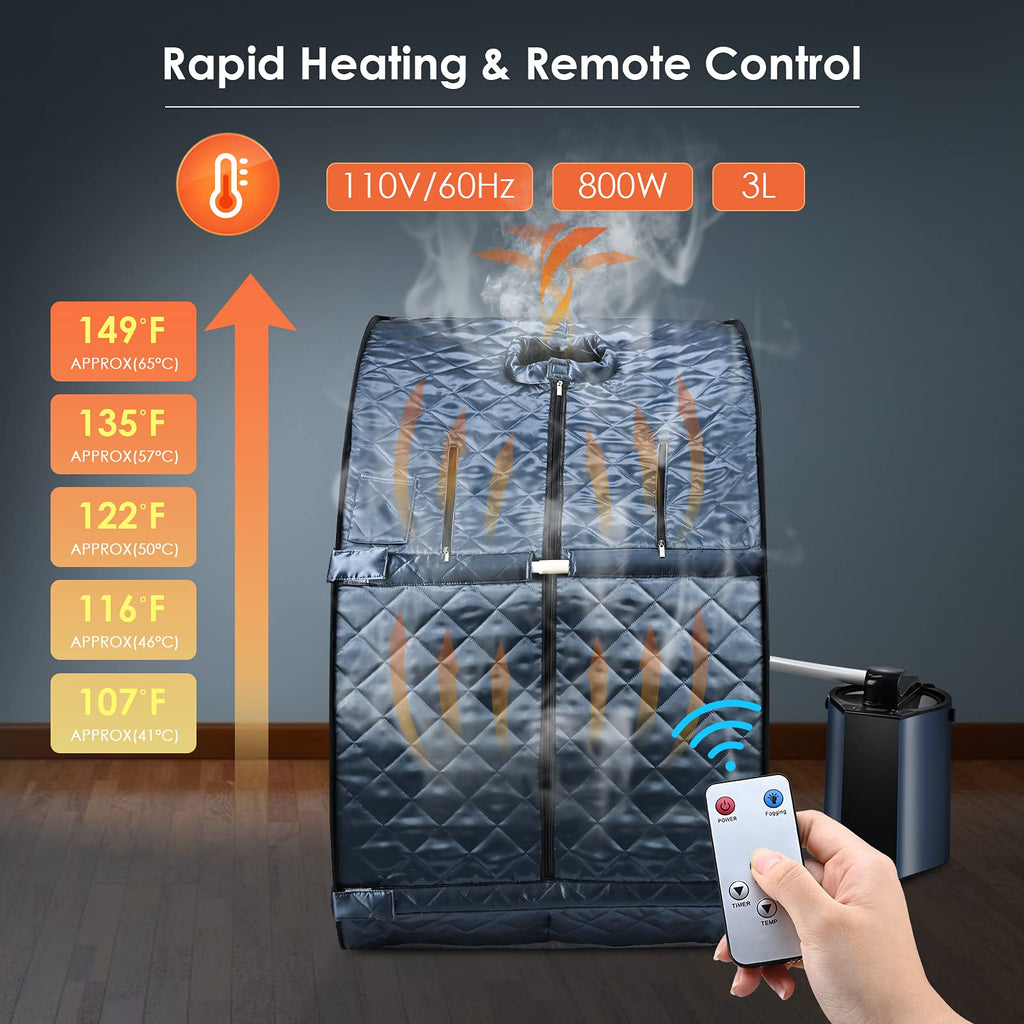 New Sunakie Portable Foldable 800W Personal Steam Sauna w Remote Retail $159.00