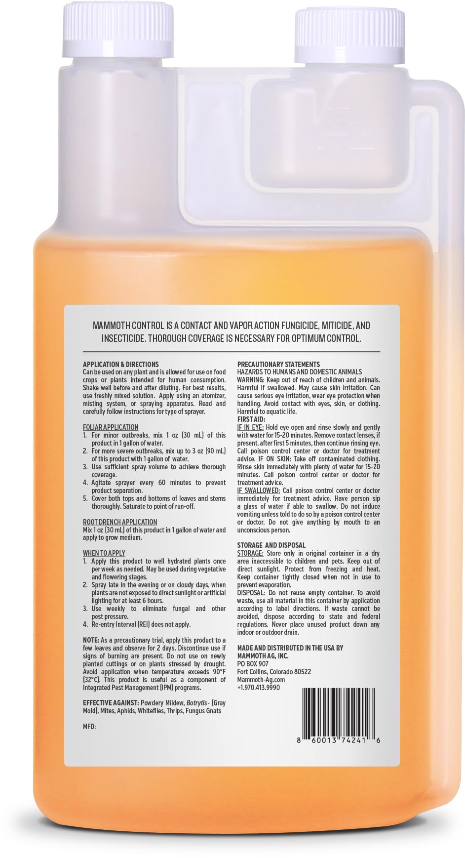 Mammoth Control Triple Action Concentrated Miticide Fungicide Insecticide 1000ml Retail $73.00