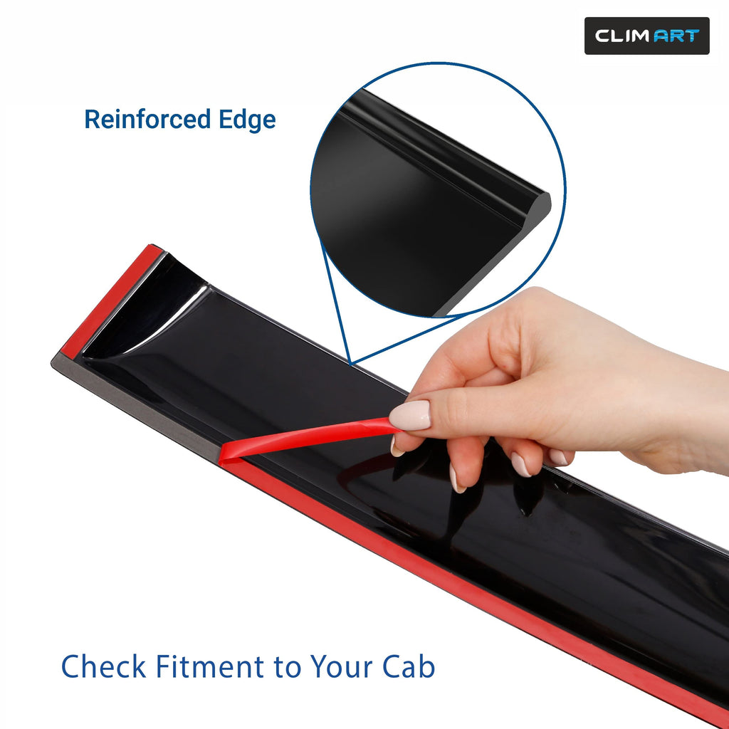 Tape-on Window Deflectors for Dodge Ram 2009-2018 Crew Cab - Dark Smoke 4pcs