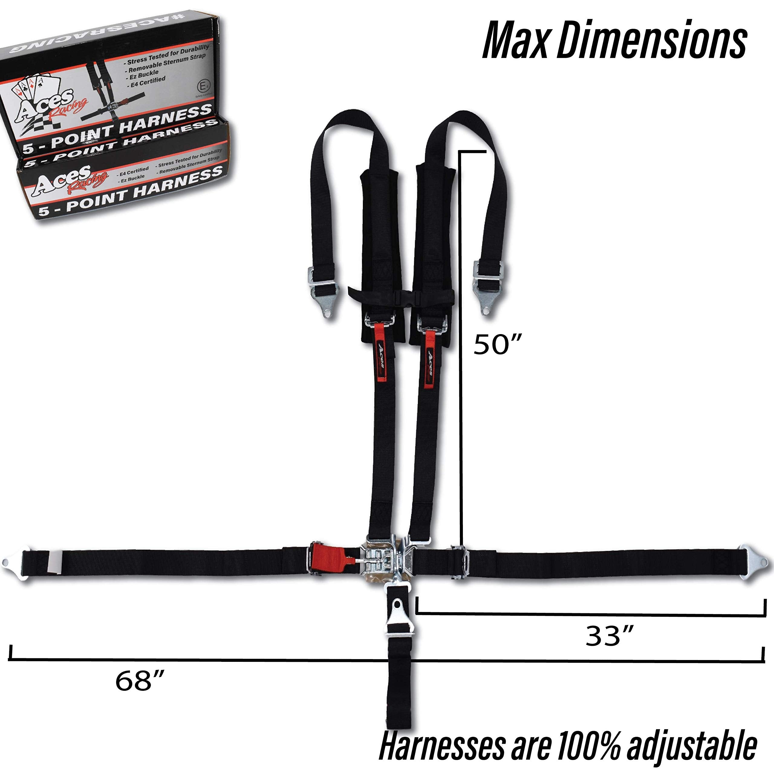 Point Harness with 2 Inch Padding Black - Universal Fit for UTVSxS Retail $64.00