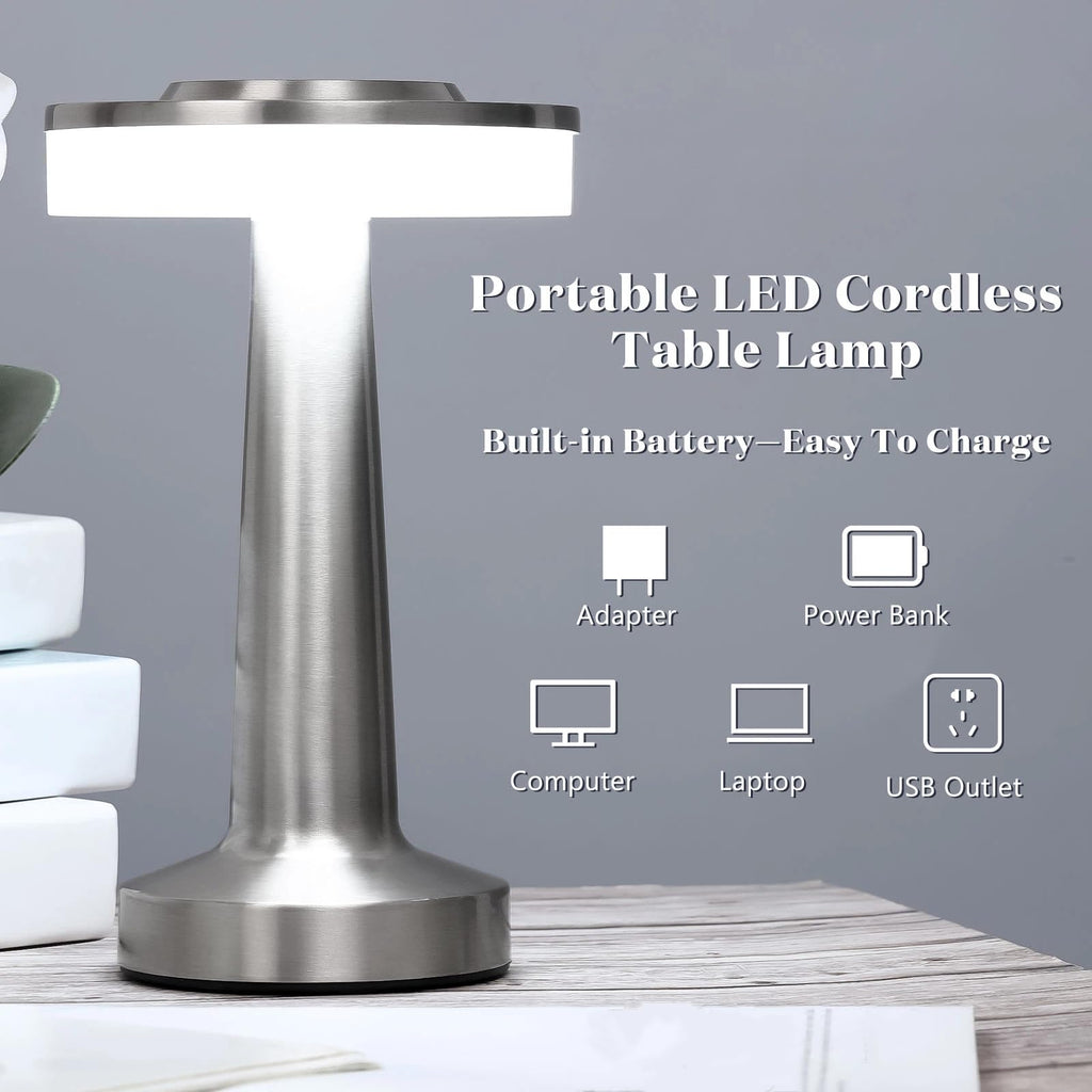 Gold Cordless LED Dimmable Touch Sensor Portable Table Lamp