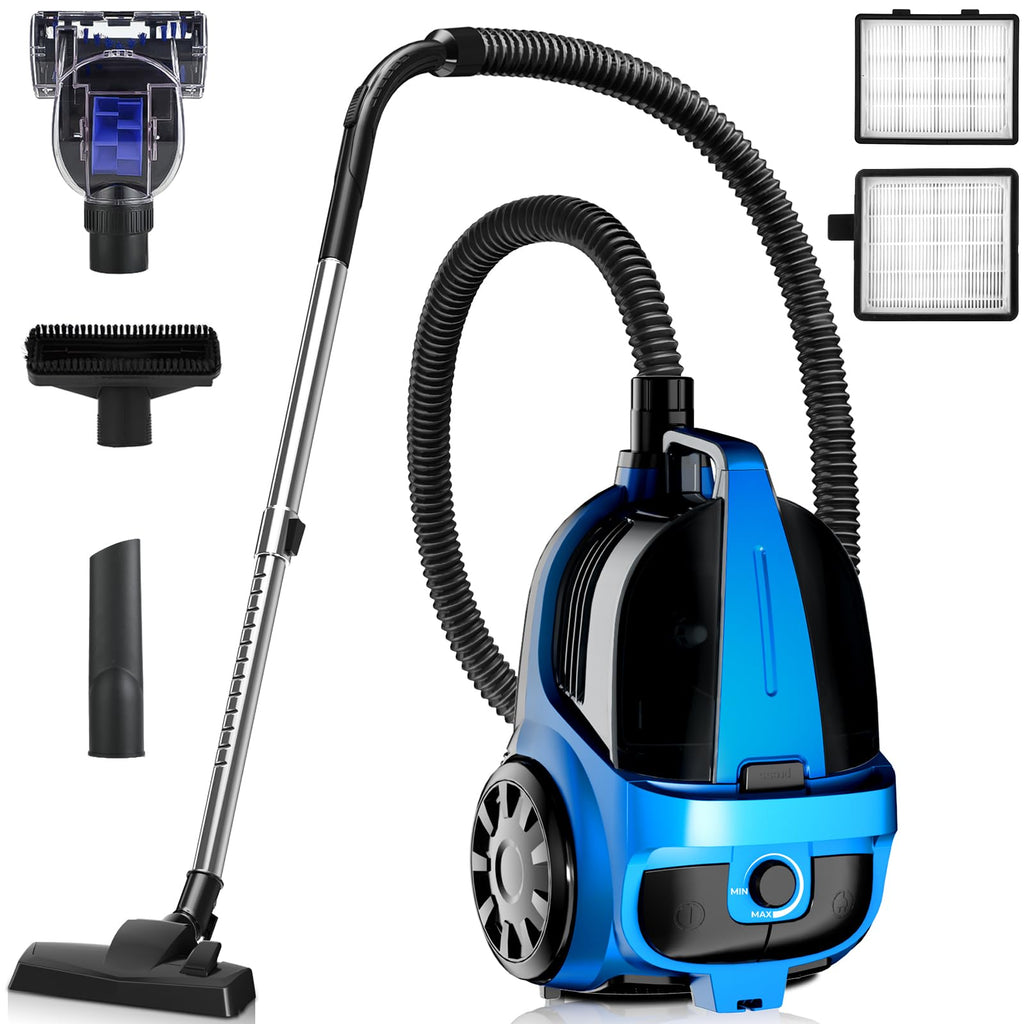 W Bagless Canister Vacuum Cleaner w Pet Turbo Brush 4L Dust Cup Blue