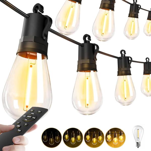 Outdoor String Lights Patio LED - 15M 50FT Outside Waterproof Dimmable Retail $14.00