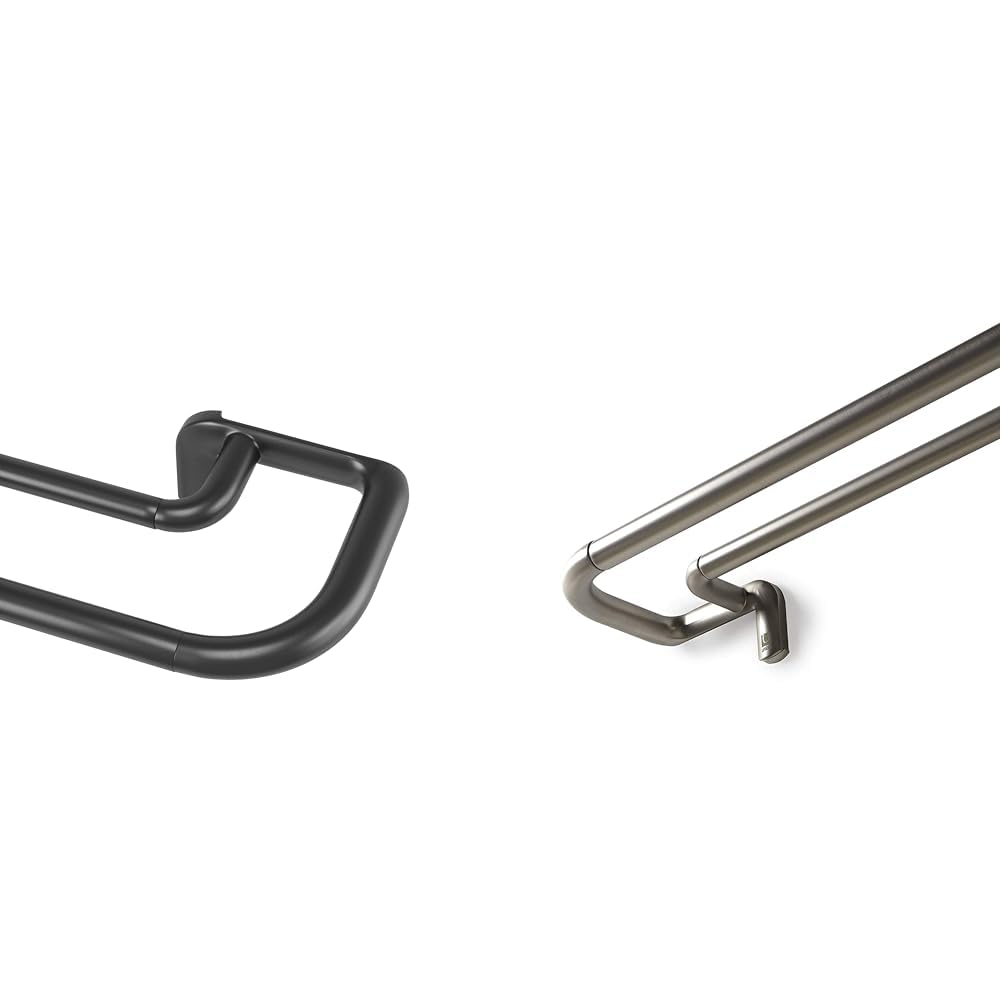 Double Curtain Rod Set for Blackout Panels Black 66-144  Matte-Nickel 48-88