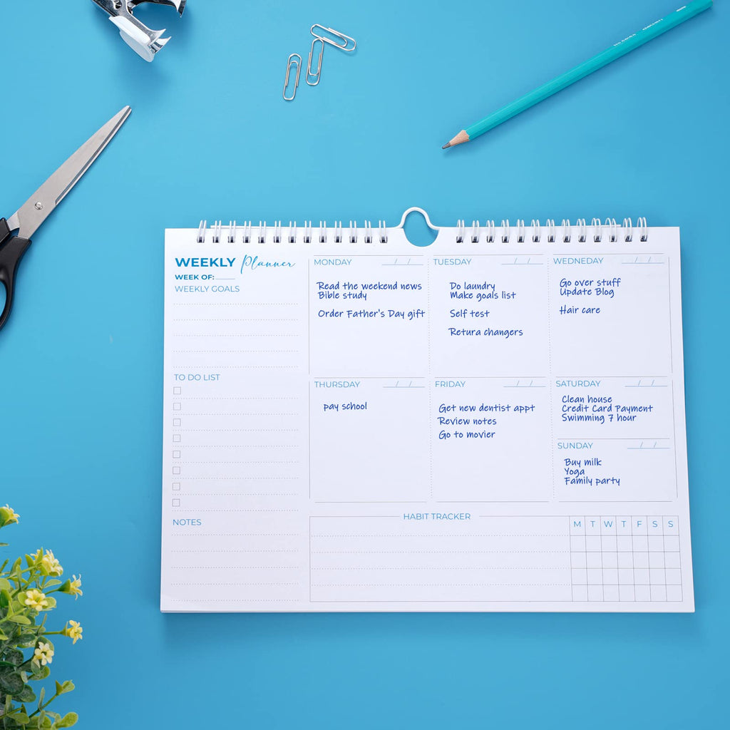 Weekly Planner Pad A4 Size 52 Sheets Spiral Tear Off Notepad Productivity Tracker Retail $12.00