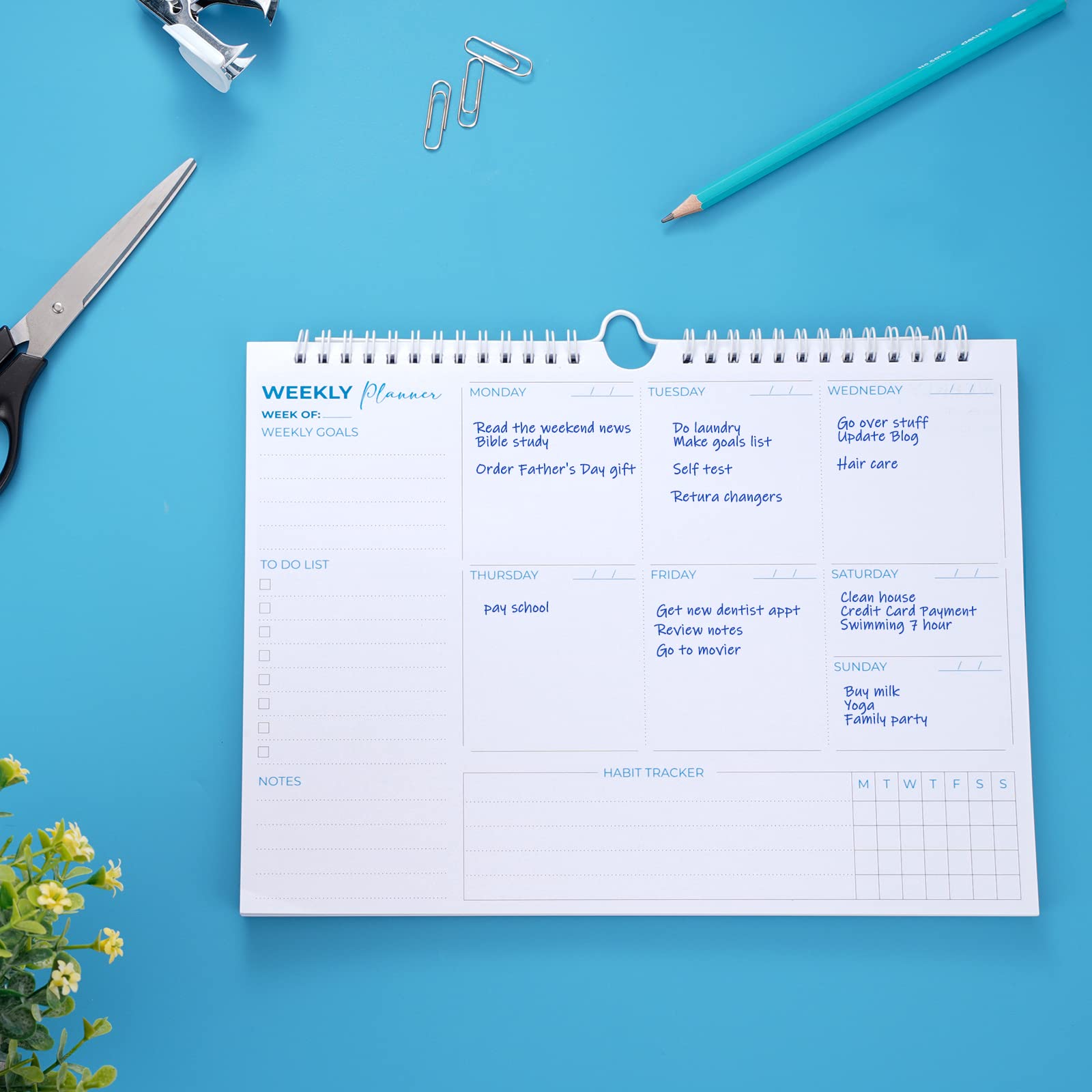 Weekly Planner Pad A4 Size 52 Sheets Spiral Tear Off Notepad Productivity Tracker Retail $12.00