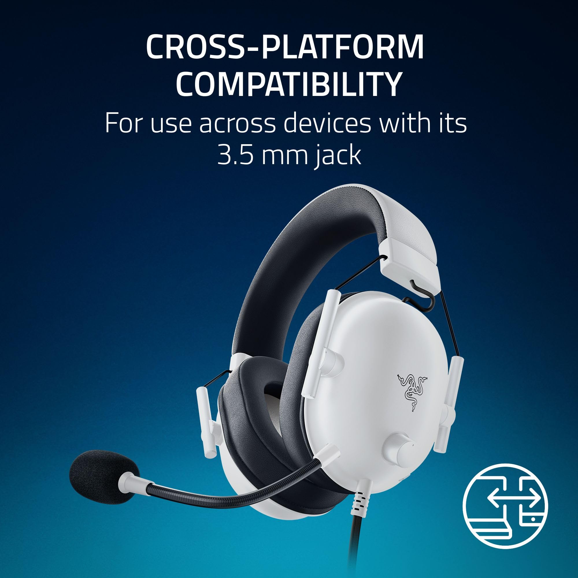 Razer BlackShark V2 X Multi-Platform Gaming Headset - 50mm Drivers Cardioid Mic White