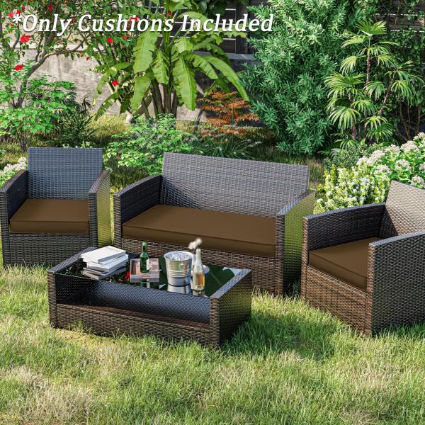 Pack Outdoor Water-Resistant Replacement Cushions 36x18x3 and 18x18x3 Inch Chocolate