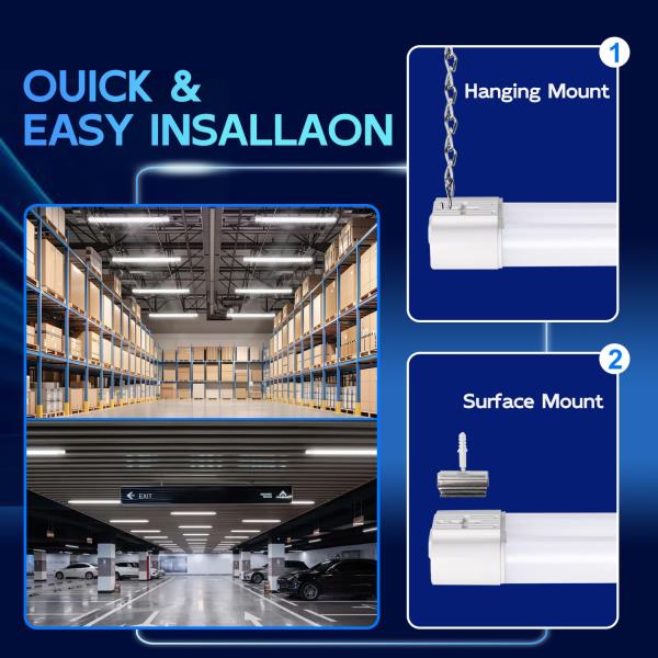 hykolity 10 Pack 4FT Linkable LED Utility Light Fixture, 4400lm, 42W, 5000K Daylight for Workshop, Garage, Hanging or Surface Mount, with Power Cord, ETL Retail $89.00