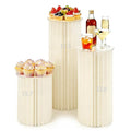 Set of 3 Cylinder Stands for Party 15.7 23.6 31.5 White Foldable Cardboard Display