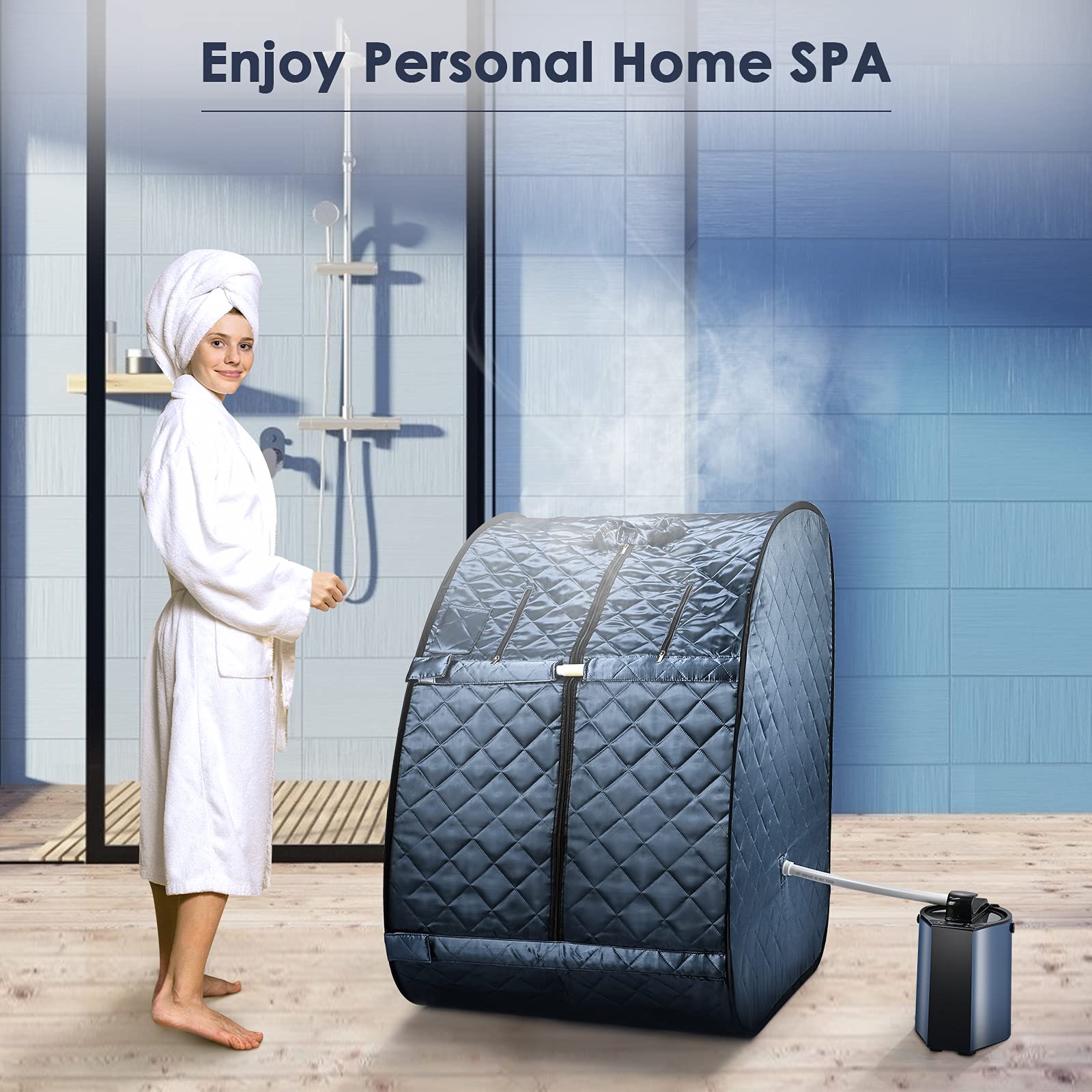 New Sunakie Portable Foldable 800W Personal Steam Sauna w Remote Retail $159.00