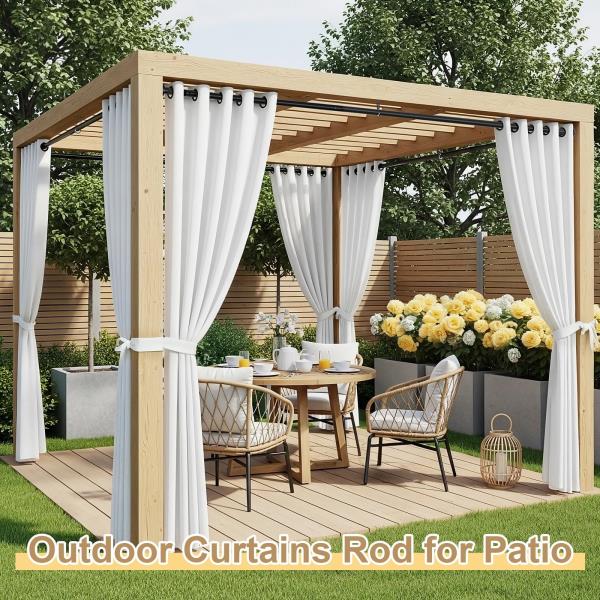 Black Tension Curtain Rod 41-118In Outdoor Curtain Rod