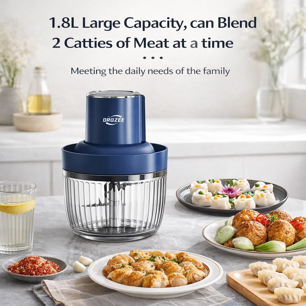 New Orozee 300W 1.8L 8 Cup Glass Bowl Food Processor Retail $19.00