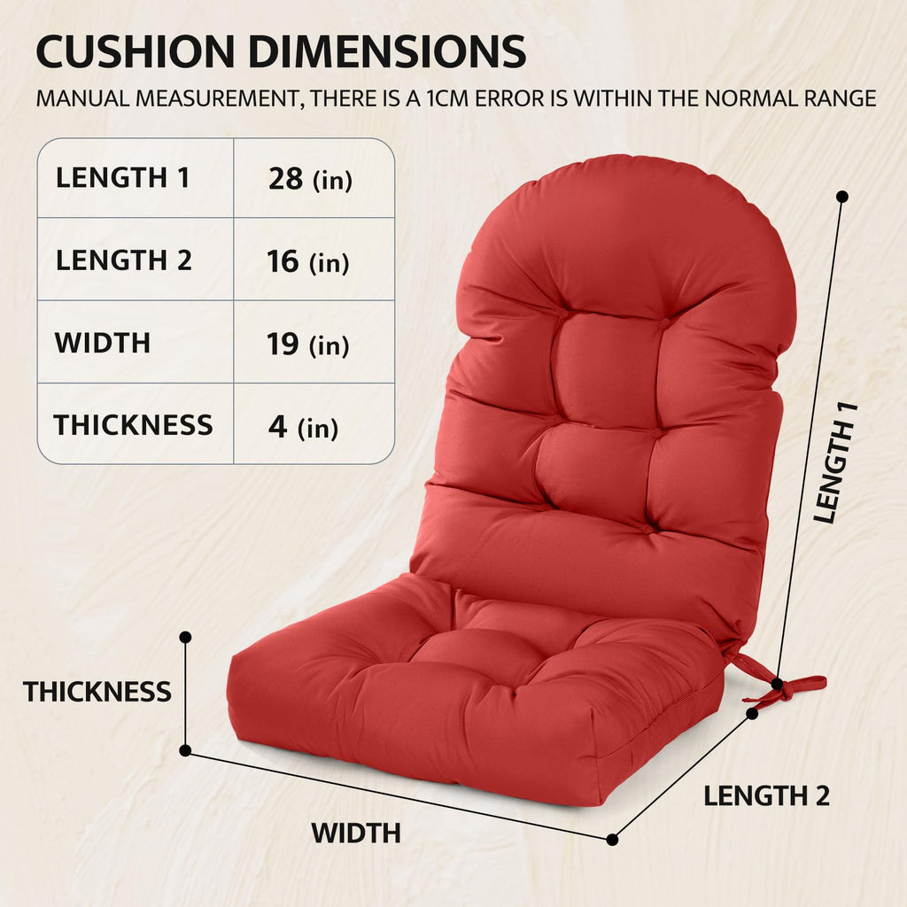 Outdoor Adirondack Chair Cushion Waterproof Tufted High Back Patio Seat Pad Red $27.75