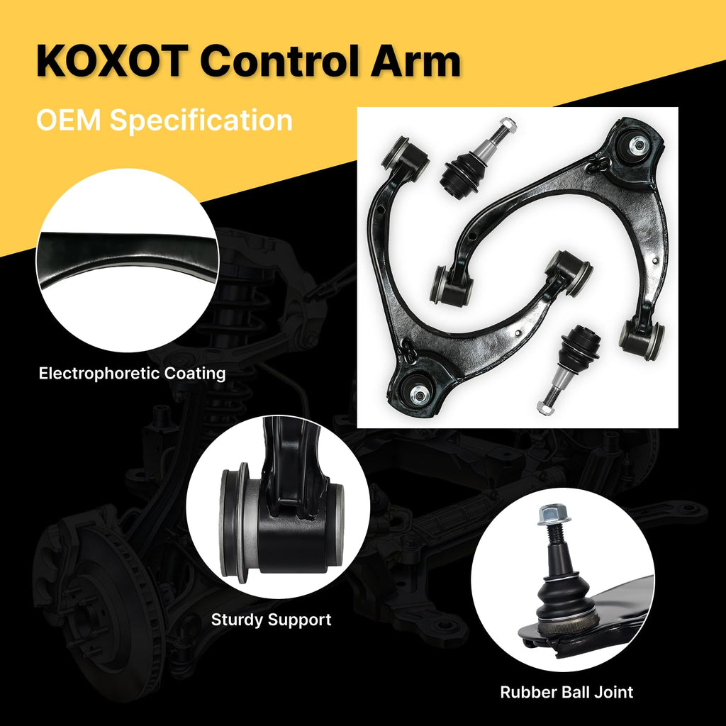 Koxot 4Pcs Front Upper Control Arm for Cadillac Escalade/ESV 2015-2020, for Chevrolet Tahoe Suburban 2015-2020, Silverado 1500 2014-2018, for GMC Yukon/XL 2015-2020, Sierra 1500 2014-2018 Retail $94.00