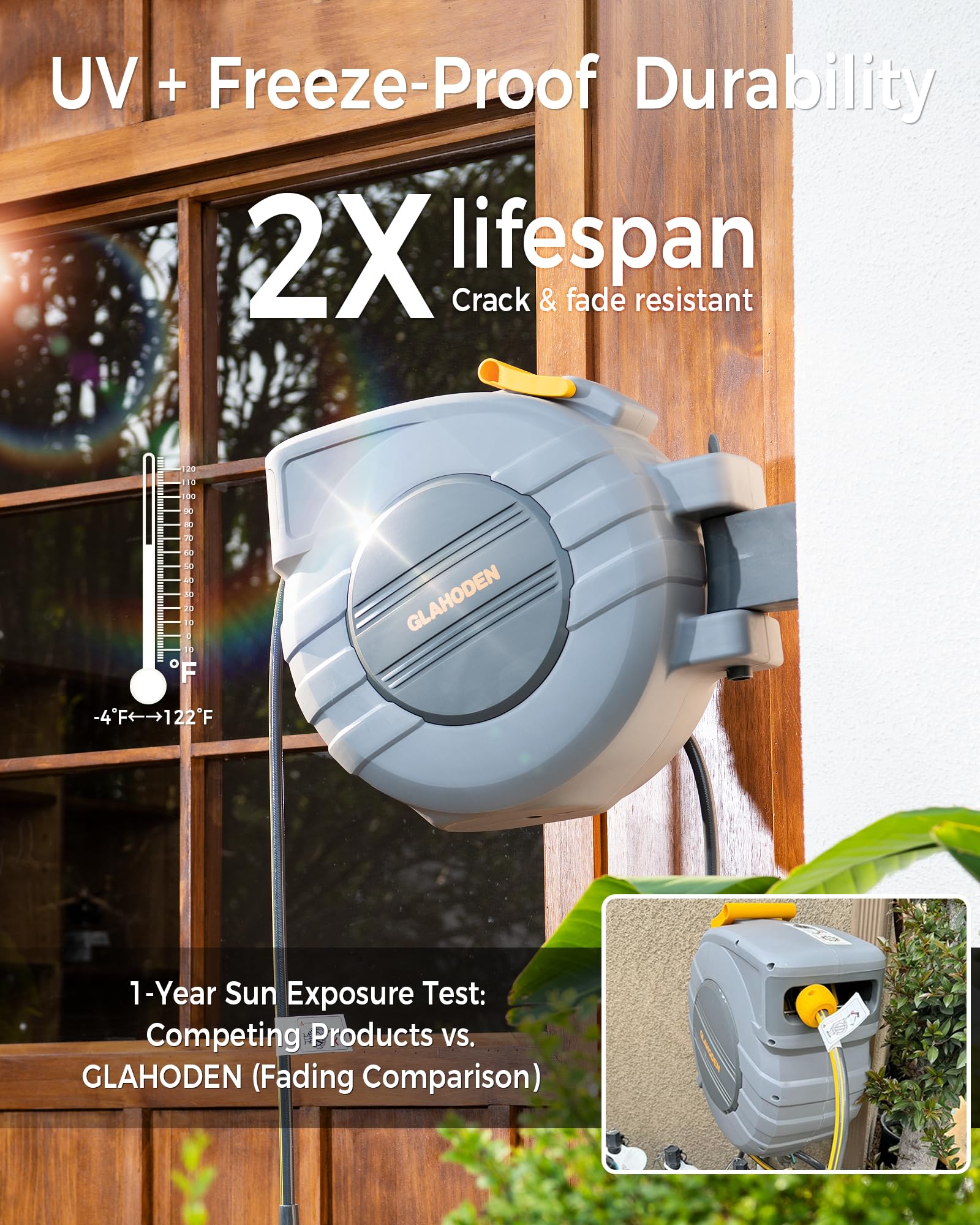 Open-Box New Glahoden 58 x 65ft Ret retractable Wall Mount Hose Reel
