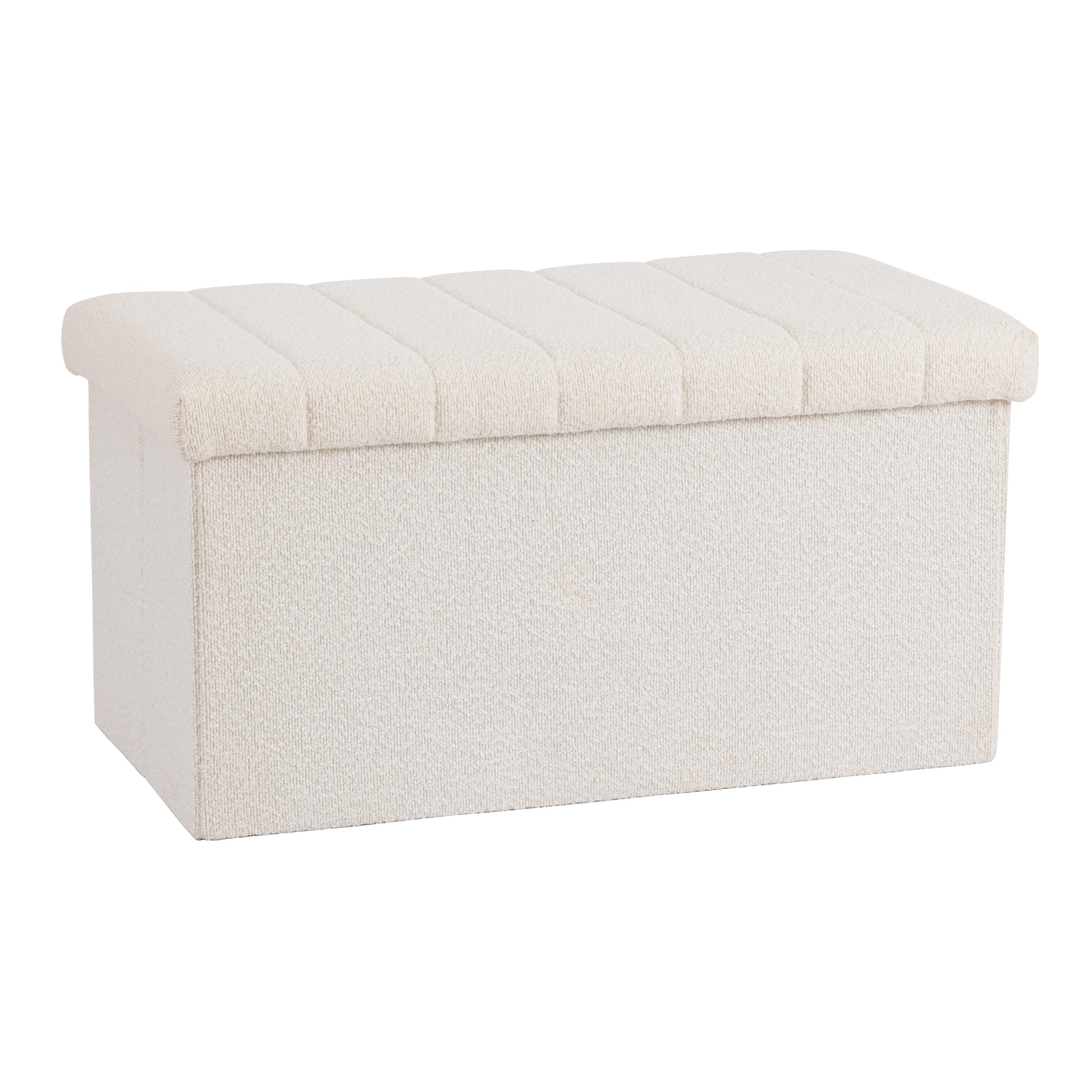 Seville Classics 30 White Boucle Storage Ottoman 30W x 15.7D