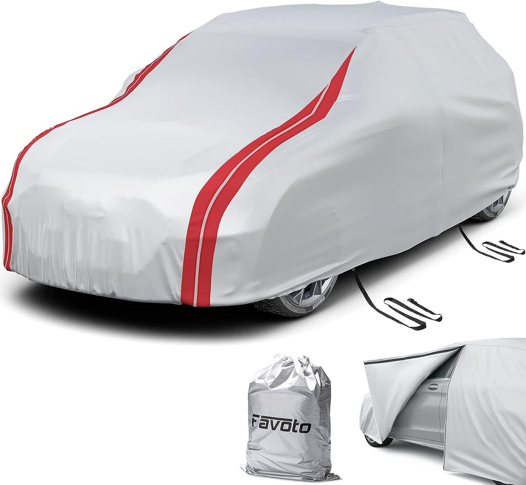 Silver Waterproof SUV Car Cover for Subaru Outback 1999-2026 All Weather with Reflective Stripe