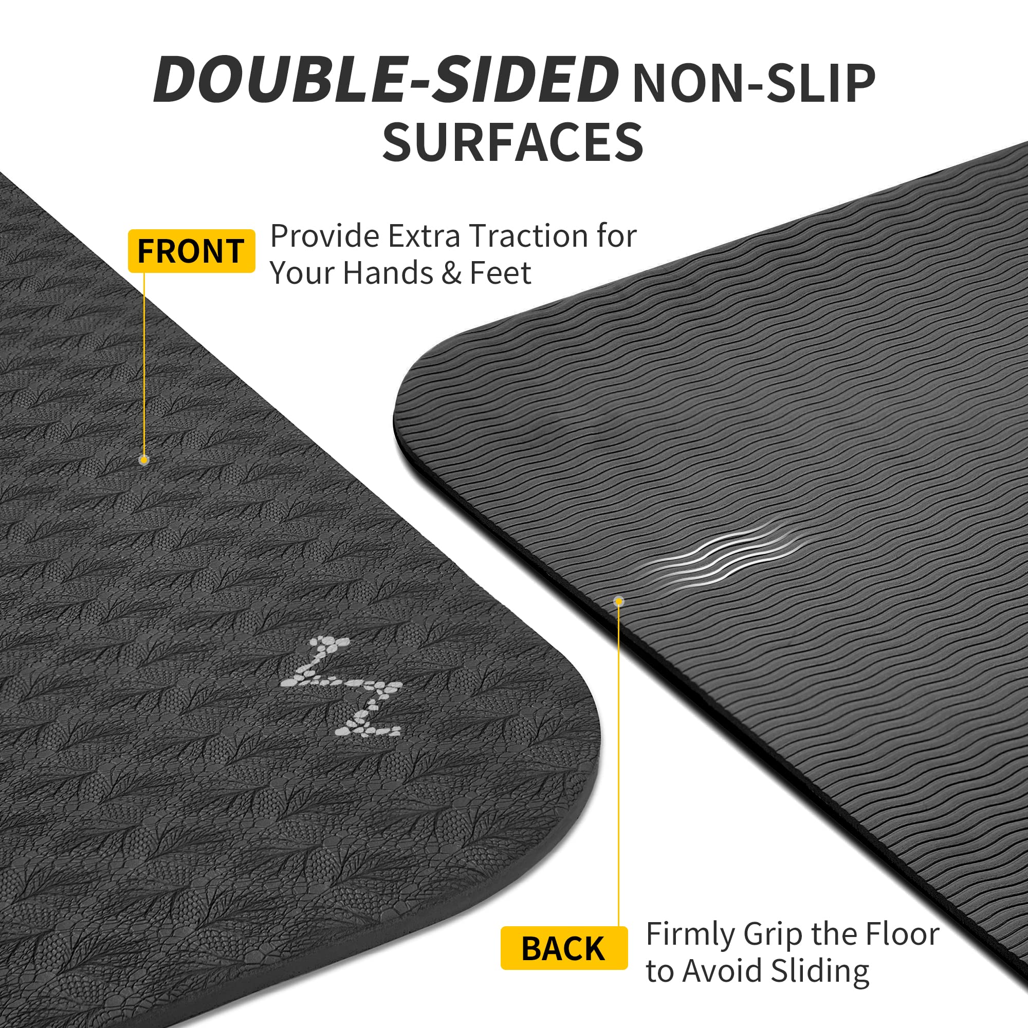 Open-Box New CAMBIVO Extra Wide 72x32in Yoga Mat 6mm Thick Non-Slip Dark Black Retail $40.00