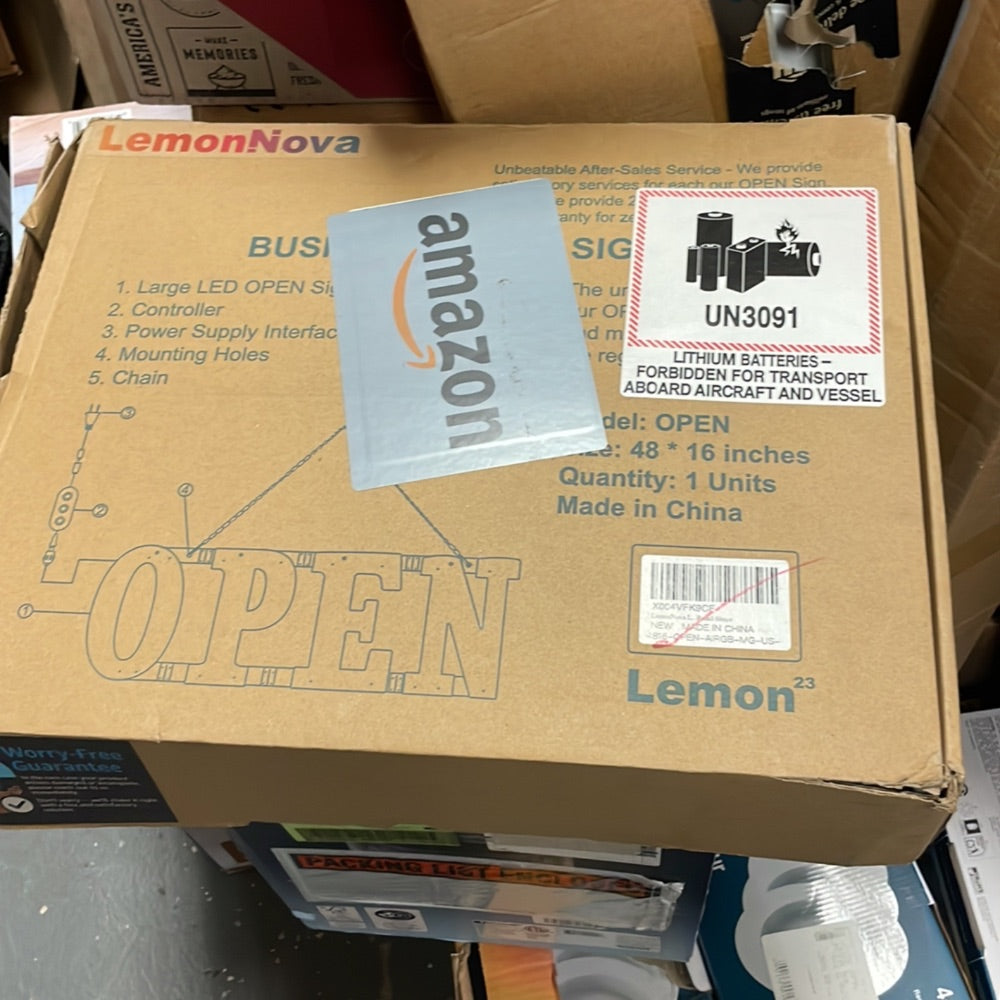 Open Box Lemon Nova 48x16 LED Open Sign w Smart App  Remote Control