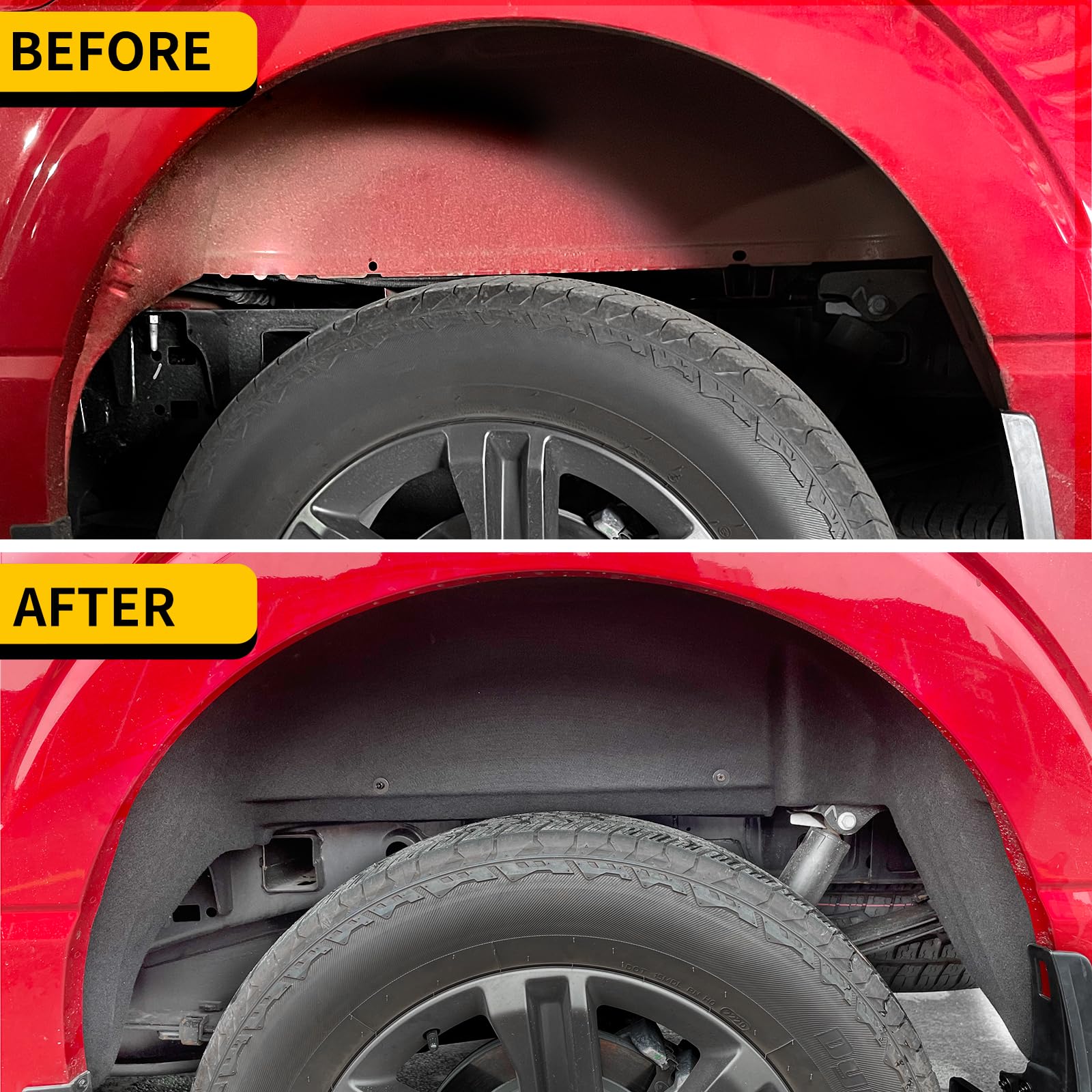 '-2025 Ford F-150 Rear Wheel Well Liners Black Mud Guards