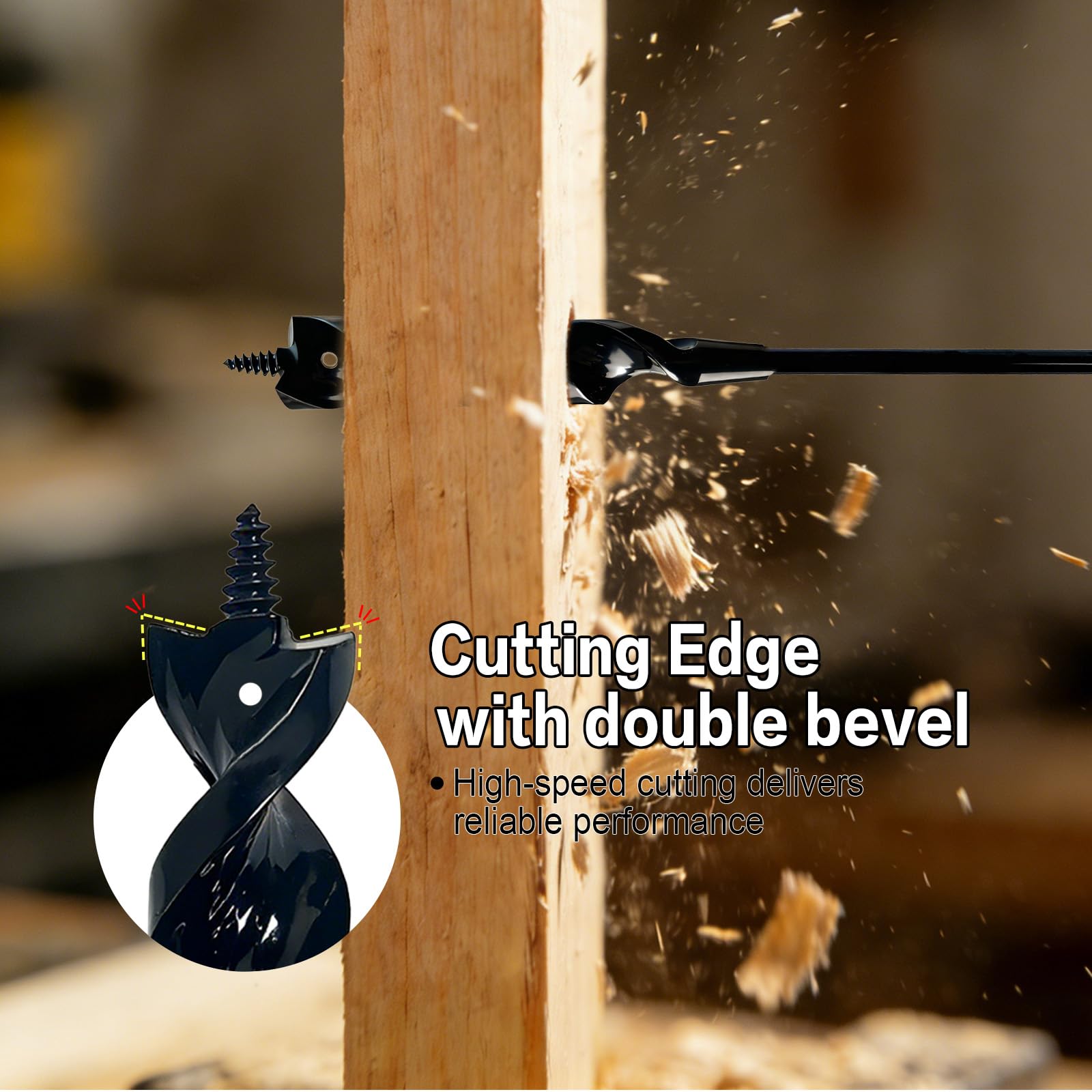 Flexible Installer Drill Bit - 1 Auger Fish Eye Hole Anti-Slip 3-Flat Shank