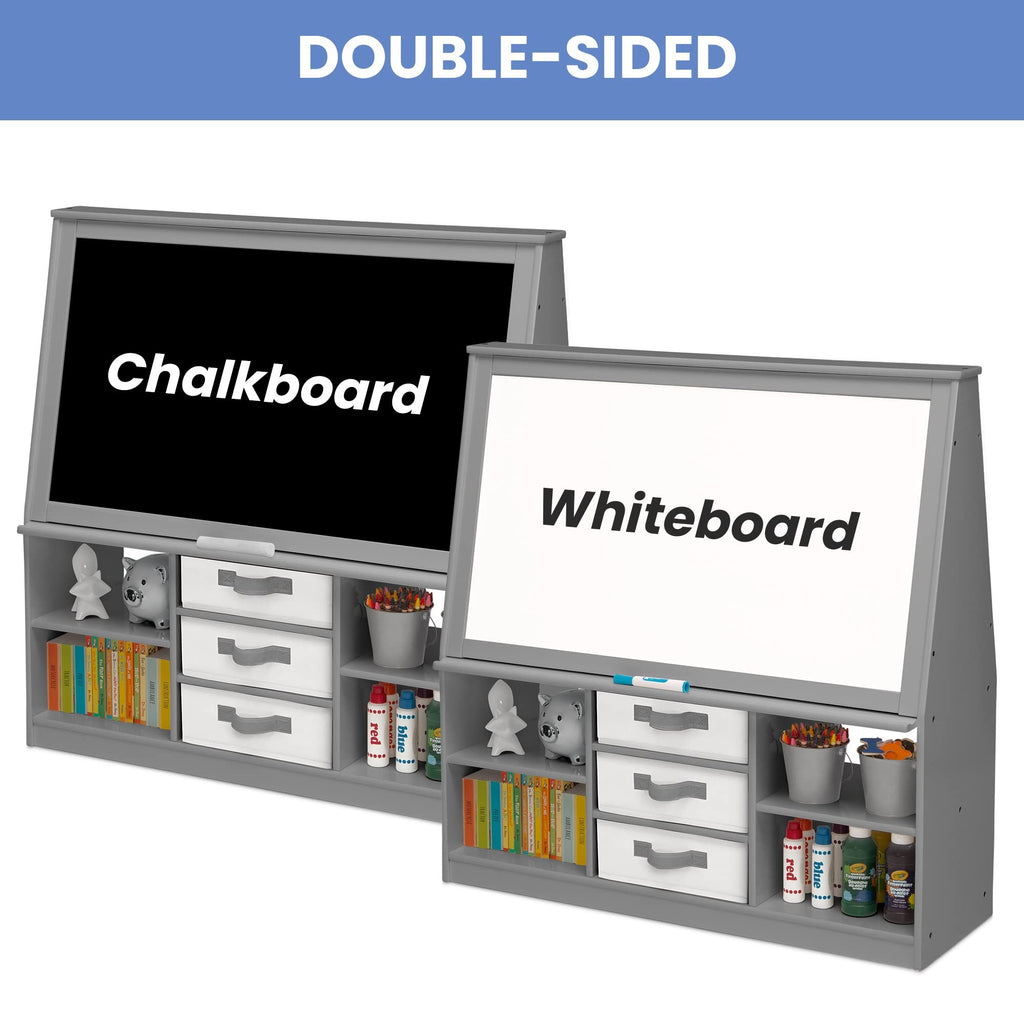 Delta Children at-Home Artist Center - Deluxe Double-Sided Easel and Storage Unit, Grey Retail $119.00