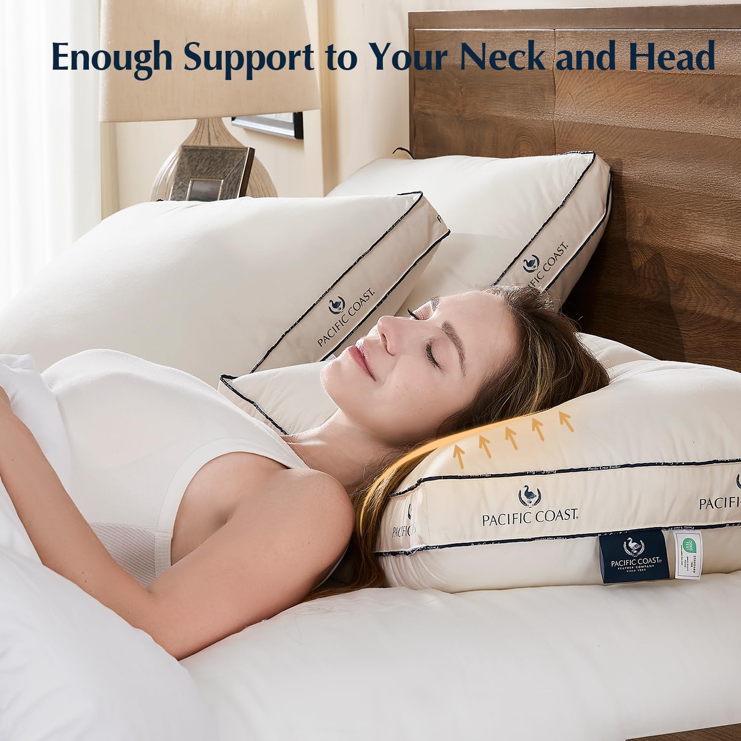 Open-Box New Pacific Coast Goose Feather  Down Organic Cotton Gusseted Firm Pillows Set of 2 Retail $86.00