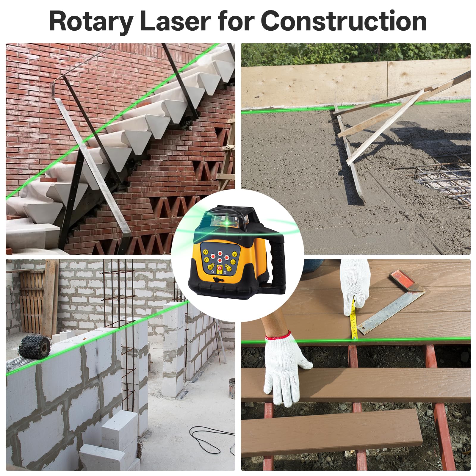 Green Self-Leveling Rotary Laser 2000ft Range IP66
