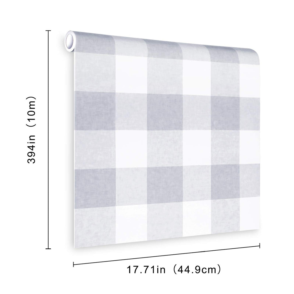 Melwod Grey White Plaid Peel  Stick Wallpaper 17.7x394 - Buffalo Gingham Retail $29.00