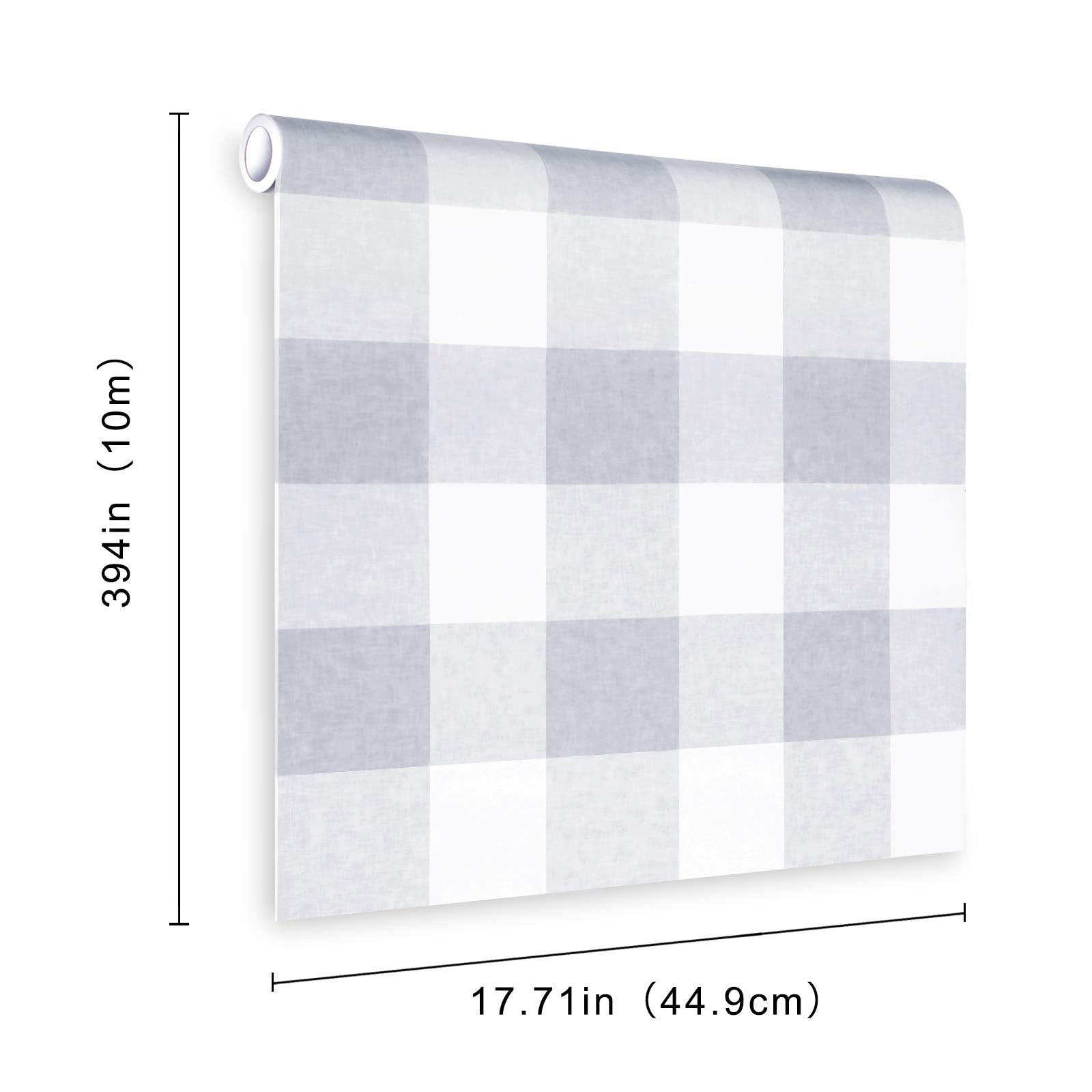 Melwod Grey White Plaid Peel  Stick Wallpaper 17.7x394 - Buffalo Gingham Retail $29.00