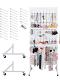 Freestanding Metal Pegboard Display Stand 30 Hooks White 24in x 66in - Image 1