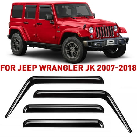 Voron Glass Tape-on Extra Durable Rain Guards for Jeep Wrangler 2007-2018  Window Deflectors  Vent Window Visors  4 Pieces - 120040 - Image 1
