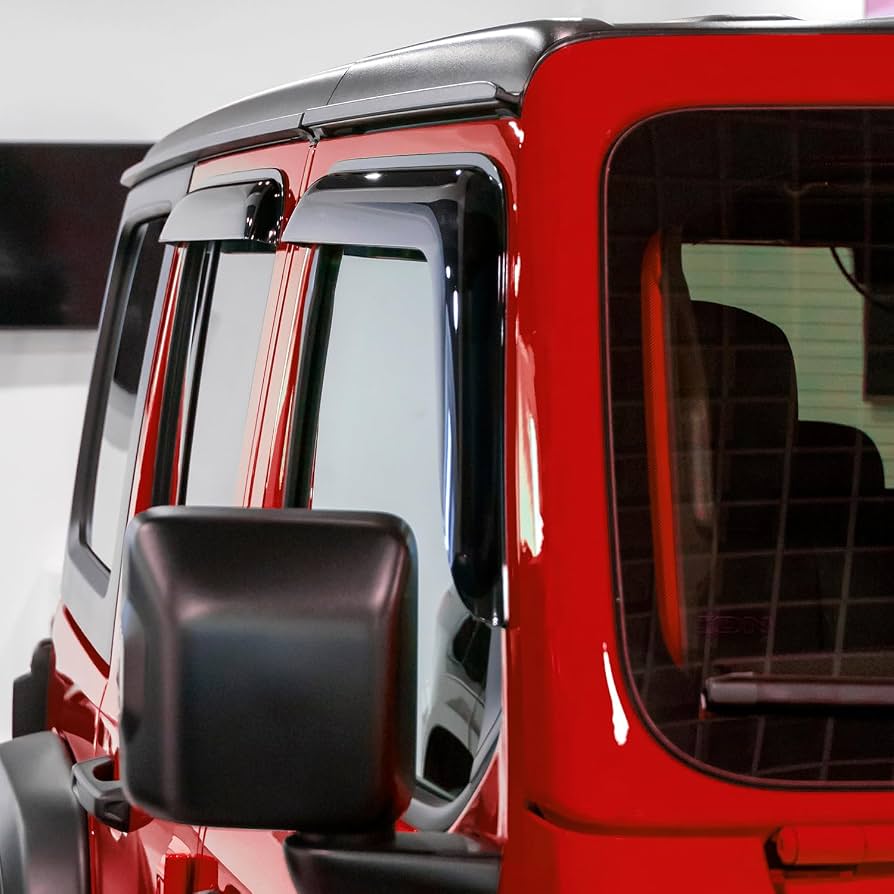 Voron Glass Tape-on Extra Durable Rain Guards for Jeep Wrangler 2007-2018  Window Deflectors  Vent Window Visors  4 Pieces - 120040 - Image 3