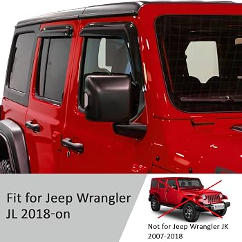 Voron Glass Tape-on Extra Durable Rain Guards for Jeep Wrangler 2007-2018  Window Deflectors  Vent Window Visors  4 Pieces - 120040 - Image 6