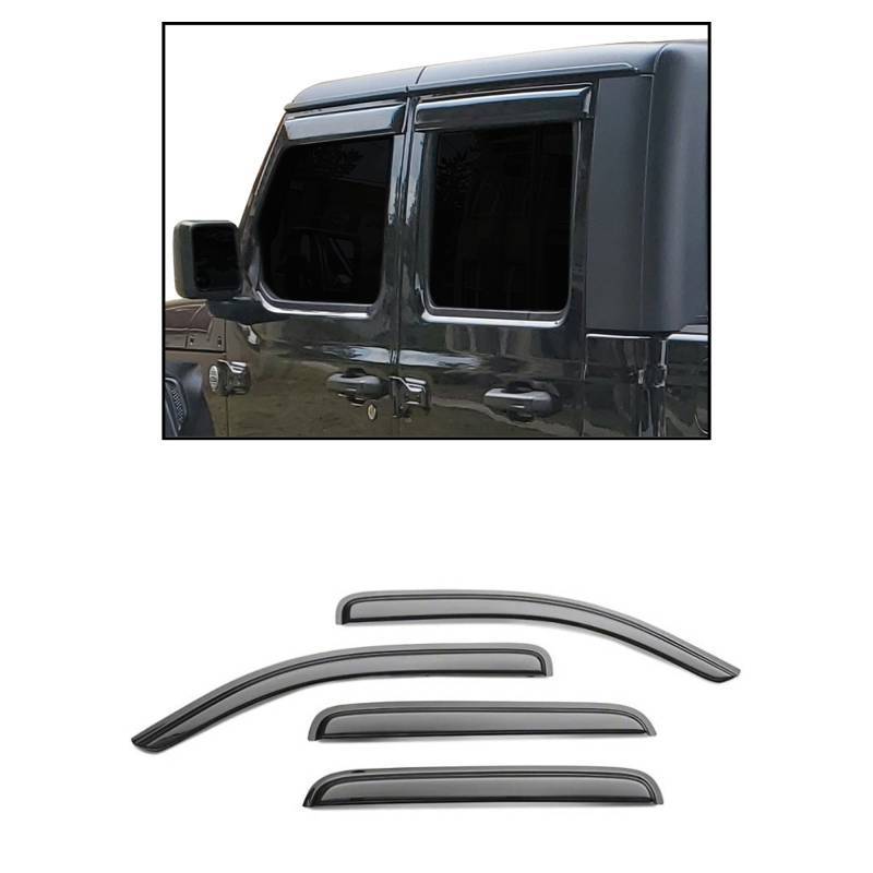 Voron Glass Tape-on Extra Durable Rain Guards for Jeep Wrangler 2007-2018  Window Deflectors  Vent Window Visors  4 Pieces - 120040 - Image 8